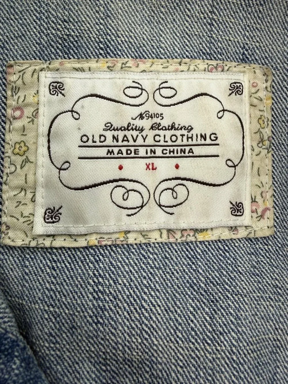 VTG Old Navy Denim Trucker Jean Jacket Girls XL Blue Y2K Stretch Pockets Casual